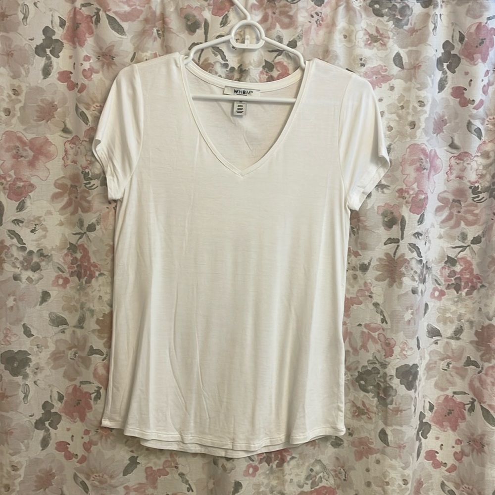 White House Black Market V Neck Short Sleeve Tee Shirt - Size XS - White